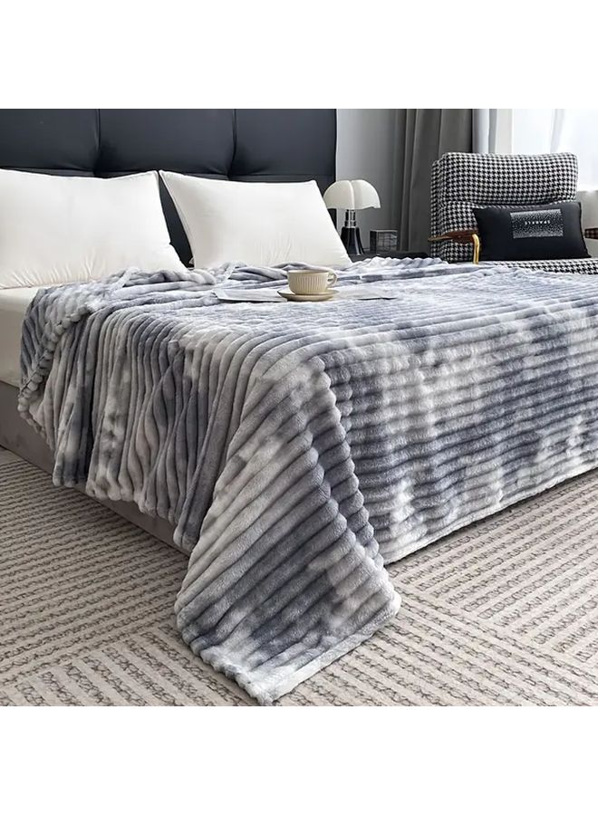Tie Dye Milk Blanket Soft Plush All Season Bedspread Throw Machine Washable Cold Air Gray - Image 4